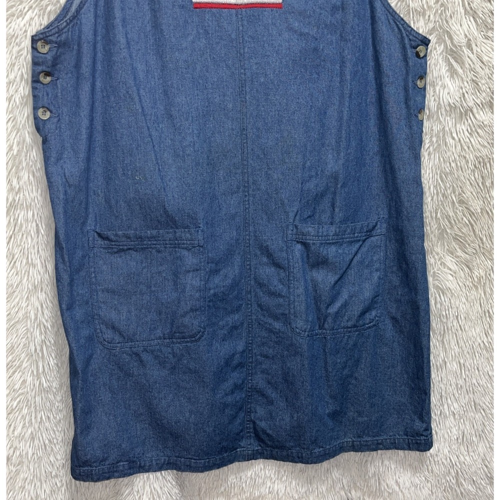 Quacker Factory Denim Midi‎ Dress Womens 1X Blue Cotton Pockets Flag Applique - Picture 5 of 10